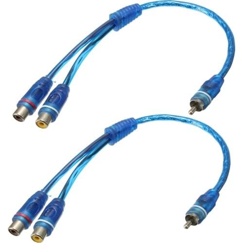 Quality 2x RCA Phono Y Splitter Lead Adapter Cable 1 Male To 2 Female Car Connector 30cm