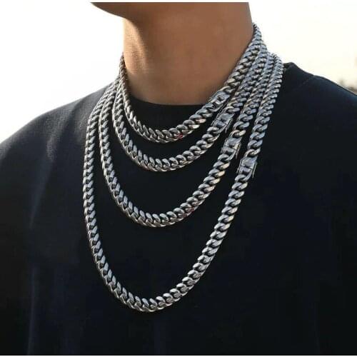 Mens Necklace Round Cuban Link Stainless Steel Chain Steel Tone Punk Boy Male women Jewelry Gifts Any size can be customized