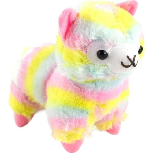 Hot new 16cm plush soft Cute Alpaca Color striped grass mud Lamb high quality kids toys Soothing doll birthday gift for friend