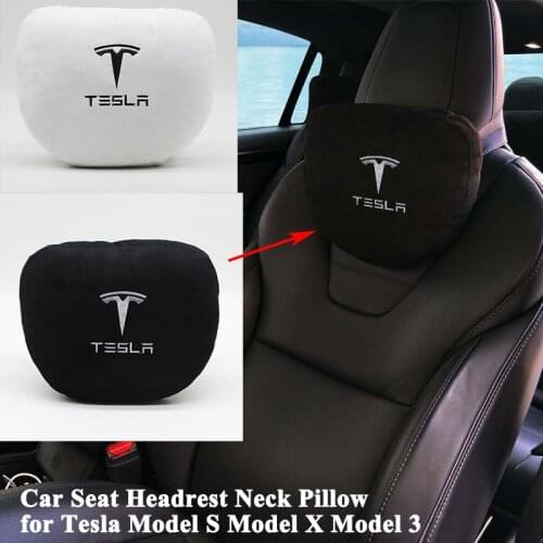 Styling Memory Soft Comfortable Car Seat Headrest Neck Pillow Cushion Protect Logo Accessories for Tesla Model S Model X Model 3