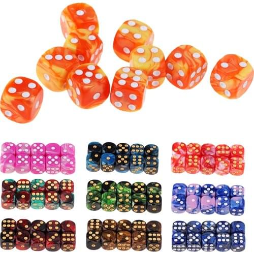 MagiDeal 10pcs 6-Sided Dice Set Bright Colors 16 mm Dice Game Multi-Sided Dice for Board Games Casino Gifts Teaching