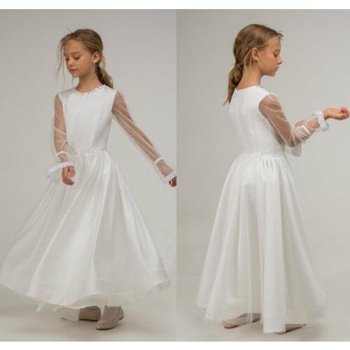 Cheap Bohemian Flower Girl Dresses For Wedding Beaded Lace Crystal Girls Pageant Gowns 2020 Customize First Communion Dress