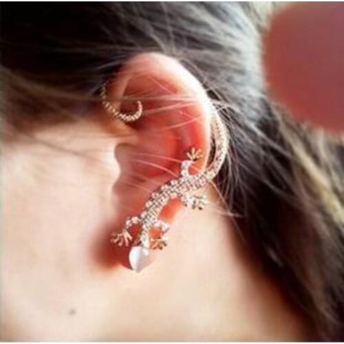 New fashion jewelry crystal geometric earrings luxury exaggerated gecko lizard statement earrings elegant female earrings