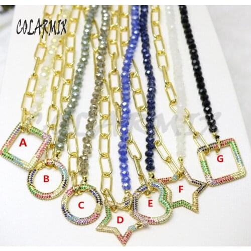 3Pcs Crystal link chain necklace zircon pendnats jewelry accessories fashion jewelry for women multi-kinds pendant necklace 9619