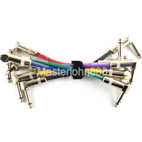 Joyo CM-11 6 Packs Colorful Electric Guitar Patch Cord Cables 6.35mm Metal Angled 10cm For Electric Guitar Effect Pedals