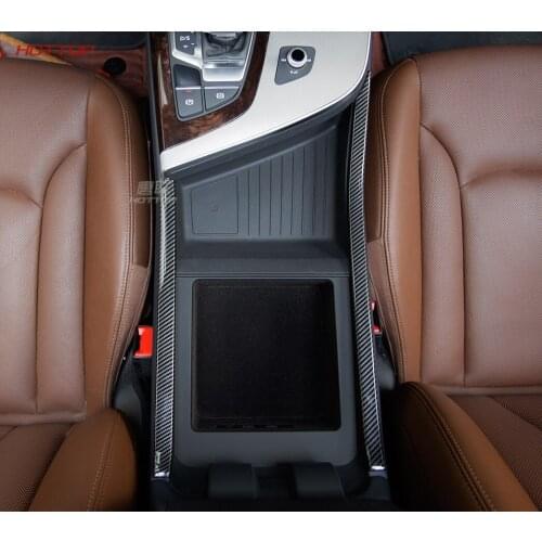 Stainless Steel Console Armrest Water Cup Decorative Trim Strip Car Interior cover Sequin Fit For Audi Q7 2016-2018