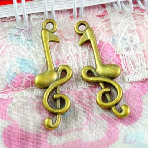 60pcs Charms Musical Note 32*11MM Antique Making Pendant fit,Vintage Antique Bronze color,DIY Handmade Jewelry