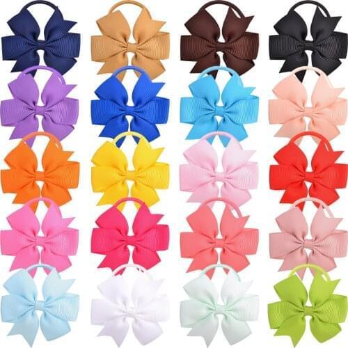 20Colors 1pcs Solid Mini Cute Bowknots Elastic Hair Bands For Girl Hair Rope Hair Tie Ponytail Holder Kids Hair Accessories 2094