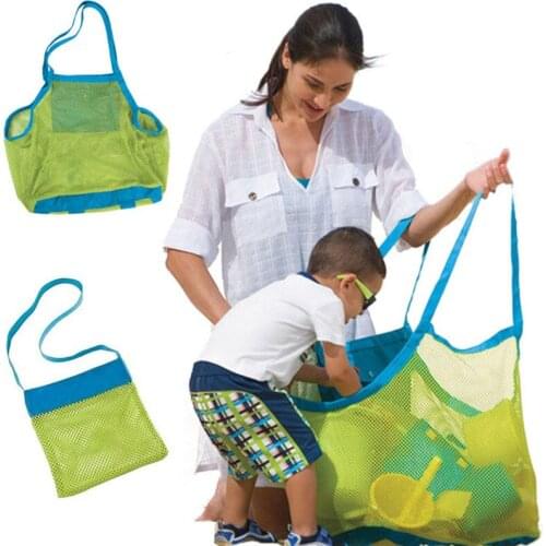 Foldable Children Beach Toy Mesh String Bag Portable Sand-away Kid Clothes Towel Bag Sundries Storage Package Women Shopping Bag