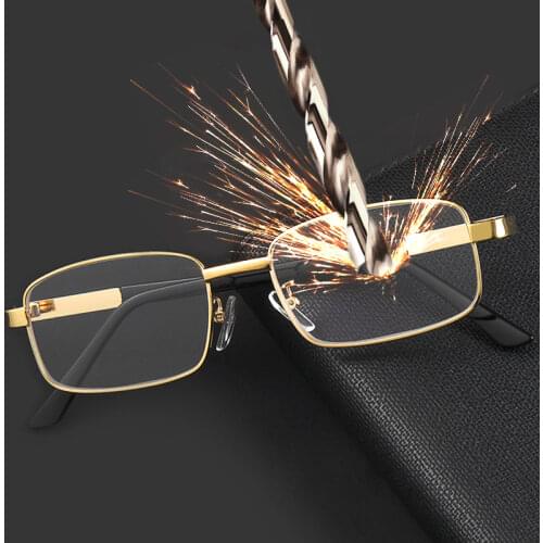Anti-Scratch Reading Glasses with Case Men Women Glass Lens Alloy Full Frame Presbyopic Glasses Magnifying Eyewear Diopter
