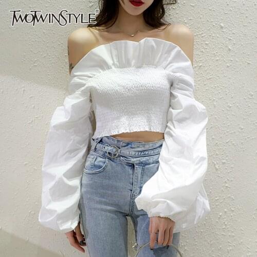 Женские рубашки с коротким рукавом TWOTWINSTYLE China At AliExpress