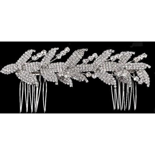 Vintage Leaf Bridal Long Hair comb Wedding Accessories Rhinestone Headpiece Women Party Headdress hair Jewelry RE3077