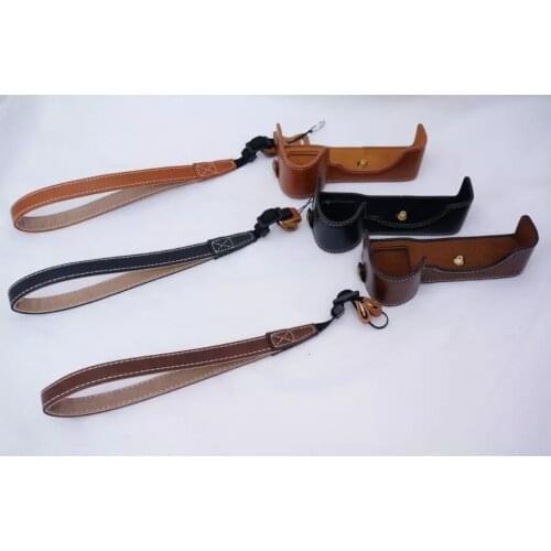 High Quality PU Camera Half Body Case for Sony A7II Bottom Case Cover With Hand Strap 3 Colors