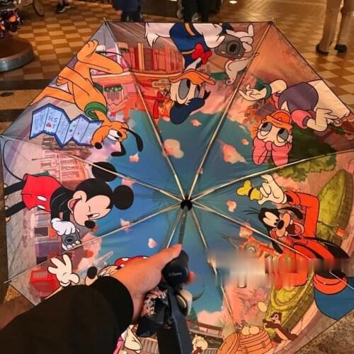 Disney Mickey Series Donald Duck Goofy Cartoon Fully Automatic Sunshade Umbrella Childrens Sunshade Dual-use Umbrella