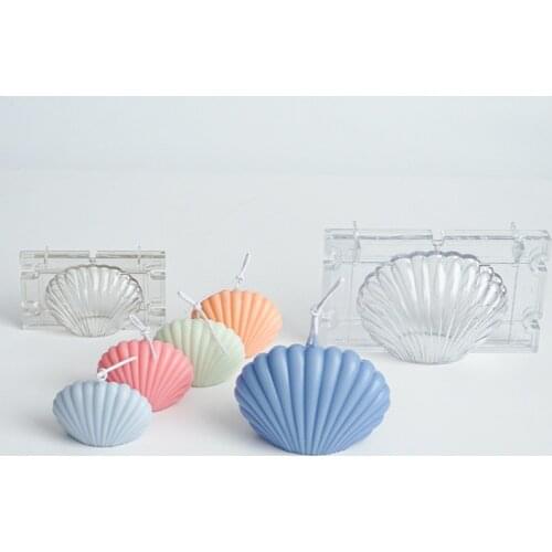 1PCs New3D Seashell Shell Candle Silicone Moulds Cake Decoration Tools Durable Plastic Scallop Mold DIY Craft Fondant Molds