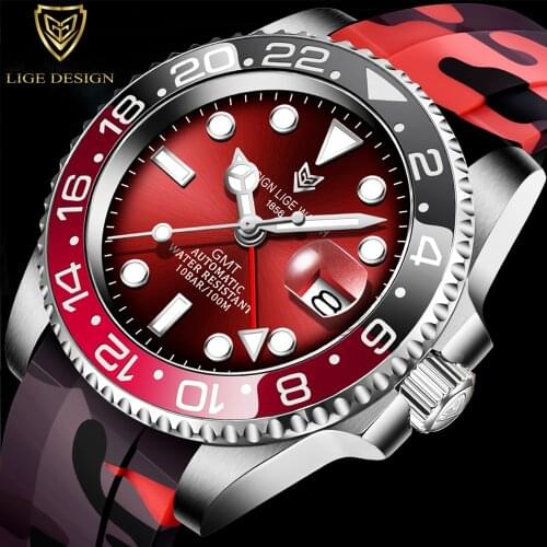 2021 LIGE Design Top Brand New 40mm Mens Mechanical Clock Luxury Silicone Automatic Watch Sapphire Glass Relogio Masculino+Box