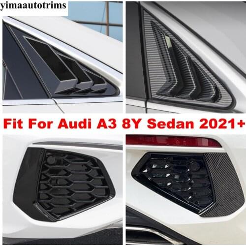 Car Rear Window Triangle Shutters / Front Rear Fog Light Eyebrow Eyelid Cover Trim ABS Chrome Exterior For Audi A3 8Y Sedan 2021