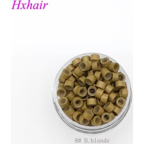 Freeshipping - 5000pcs 5.0mm With Silicone Micro Aluminium Rings / Links Beads / Black D-Brown Brown L-Brown D-Blonde Blonde