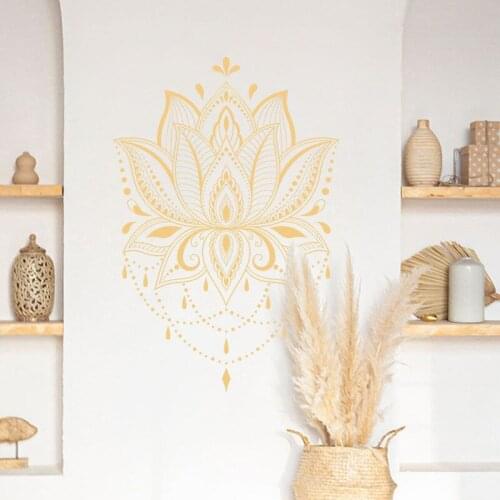Lotus Flowers Wall Stickers Buddhist Zen Home Office Decor Art Bedroom Wall Decoration Living Room Backdrop Wall Decals