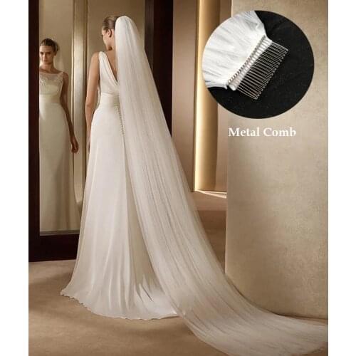 Fashion Wedding Veil 3 Meters 2 Layer Bride Headdress White Ivory Simple Bridal Veil With Comb Wedding Accessories De Novia Velo