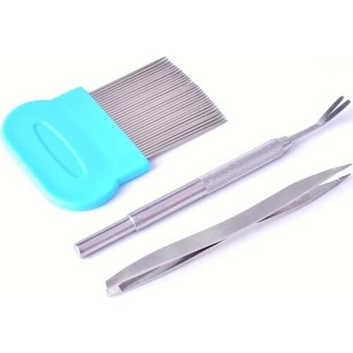 Fine-toothed Pet Comb Pet Accessories Cleaning Tool Lice Brush Removing Fleas Portable Stainless Steel Pet Cleaning Kit