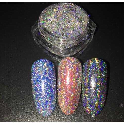 Hot sale! 1g/5g/10g GALAXY Holographic Flakes Bling Chrome Nail Flake Magic Effect Chameleon Flakes Galaxy Hologram for Nail Art