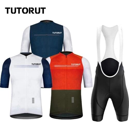 TUTORUT Professional Summer New Cycling Clothing Suit Short-sleeved Breathable Bib Cycling Clothing Sportswear Quick-drying