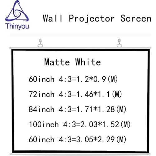 Thinyou 120inch 4:3 Matt White Projector Screen wall Mounted For Home Theater Office Meeting LED DLP Proyector