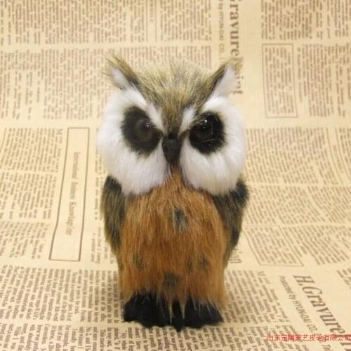 Mini cute simulation owl toy plastic&fur middle owl doll gift about 8x6x10cm a2