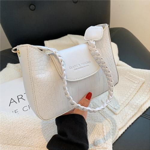Fashion Crocodile Pattern Womens Bag New Popular PU Leather Shoulder Bag Luxury Designer Texture Buckle Handbags for Women 2021