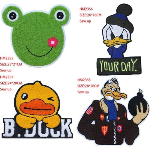 Cartoon Anime Decorative Patch frog,Bomb duck icon Towel Embroidered Applique Patches For DIY Iron on Badges on clothes Sticker