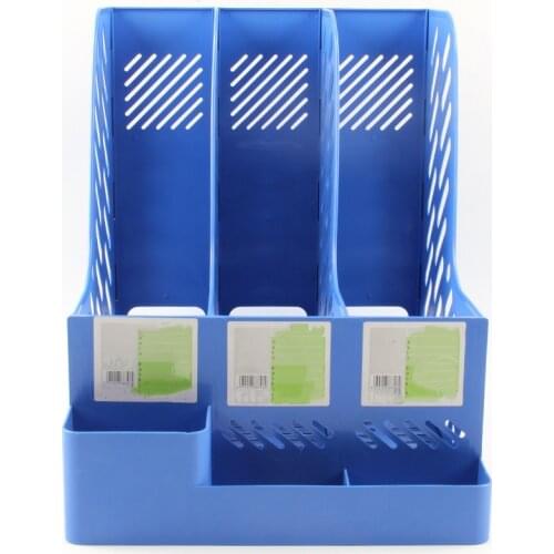 Desktop File Holder Document Tray 3-Grid Storage File Organizer Mesh Files Shelf Desktop File Book Holder for Office School