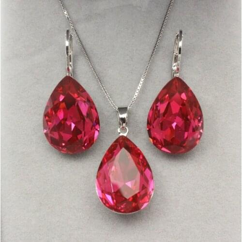 New Water Drop Design Charms Necklace Earrings Set for Women Wedding Bridal Jewelery Accessories Bijoux Gift