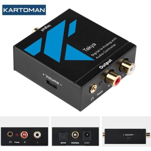 Optical to RCA Digital to Analog Converter Adapter for Digital/HDTVs/Apple/Google Adjustable Audio Volume Stereo 3.5mm Jack