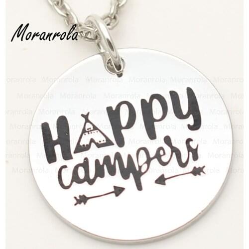 New arrived "happy campers"Necklace &keychain charm Camping Jewelry Arrow necklace Camp Fire keychain gift for Christmas