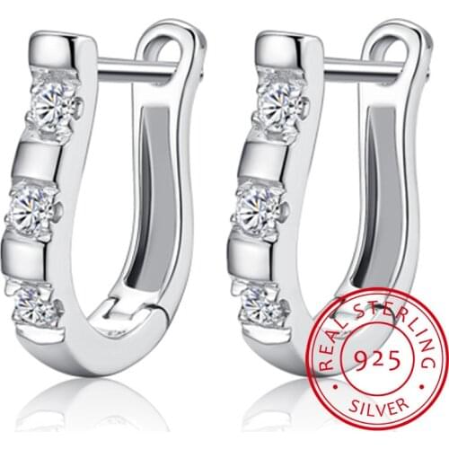Pendientes 925 Sterling Silver HorseShoe Earrings Harp Zirconia Studs Horse Shoe Earrings For Women oorbellen boucle d'oreille