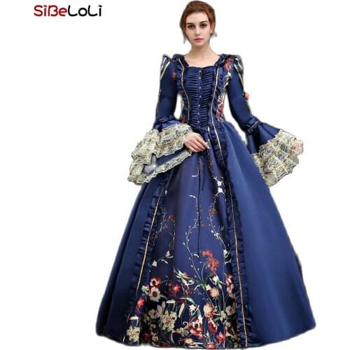 18th Century dress Rococo Baroque Marie Antoinette Ball Dresses Renaissance Historical Period Blue Dress Gown