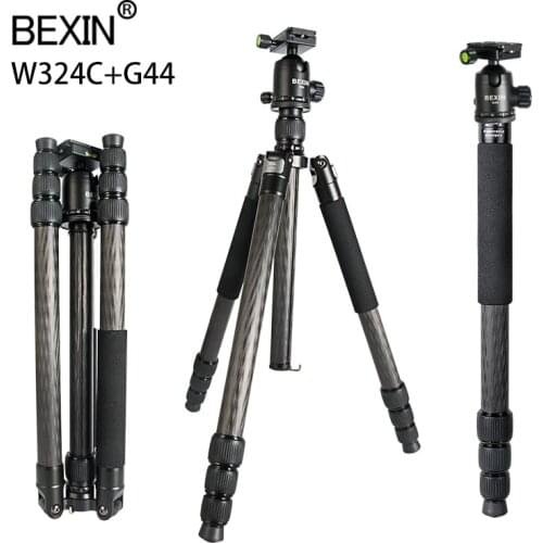 Profession Carbon Friber Tripod Camera Mount Adapter Tripod Monopod Stand With 360° Panoramic Shooting Ball Head For Camera