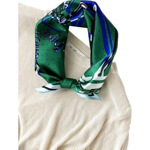 Luxury 100% Silk Scarf Women Shiny Bandana Fashion Horse Carriage Print Kerchief Bandana Neck Hiar Headband Turban 53*53cm