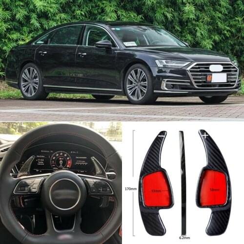 Carbon Fiber Gear DSG Steering Wheel Paddle Shifter Cover Fit For Audi A8 2018