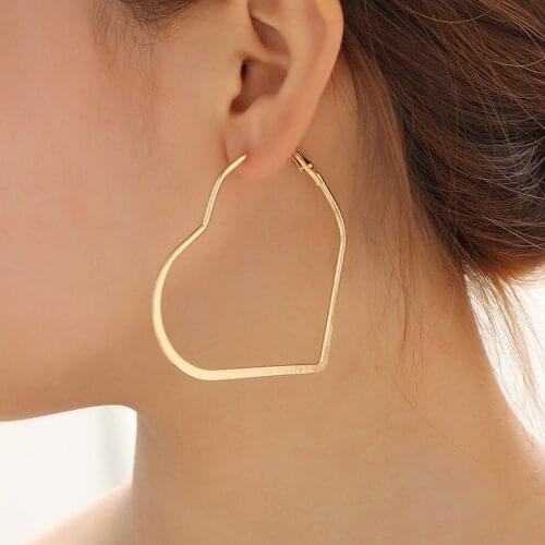 Charmhouse Hoop Earrings For Women Gold Color Big Heart Stainless Steel Earing Brincos Femme Wedding Bridal Jewelry Wholesale