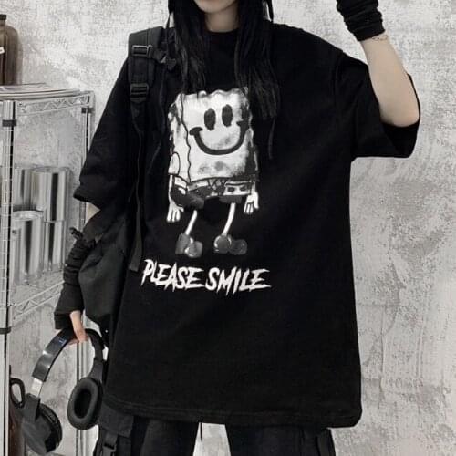 Chic Black TShirt Women Men Gothic Top Fairy Grunge Harajuku Dark Academia Aesthetic Anime Alt Emo Loose Summer Clothes Blacktop