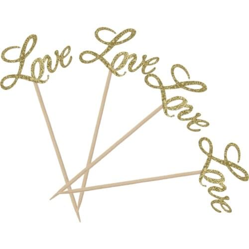 Cake Topper, LOVE Pattern, Deco Picker, Wedding Cake Decoration, Cake Decoration, Set / 20pcs