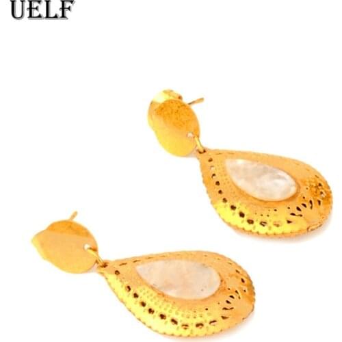 Uelf Simple Korean Girls Cute Shell Small Earrings Geometry Long Drop Earrings For Women Fashion Accessories Jewelry