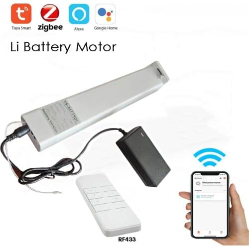 Tuya App Smart Zigbee Li Battery Curtain Motor Timing on/off,Rf433/APP/Voice Remote Control,for Alexa Google Home,Smart Home