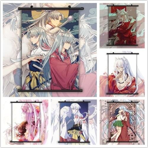 WTQ Animal Posters Inuyasha Retro Poster Sesshoumaru Higurashi Kagome Canvas Painting Wall Art Picture Room Decor Home Decor