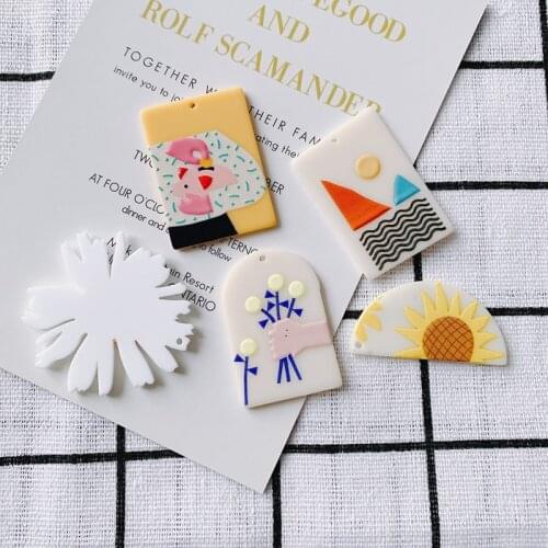 DIY jewelry accessories fresh plant acrylic embossed pendant earrings necklace pendant jewelry accessories materials