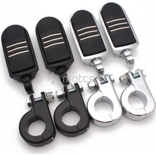 1pair Universal Fit Motorcycle Adjustable 38mm Mount Clamp Bracket Foot Pegs Footrests for Harley Yamaha Suzuki Honda Beneli