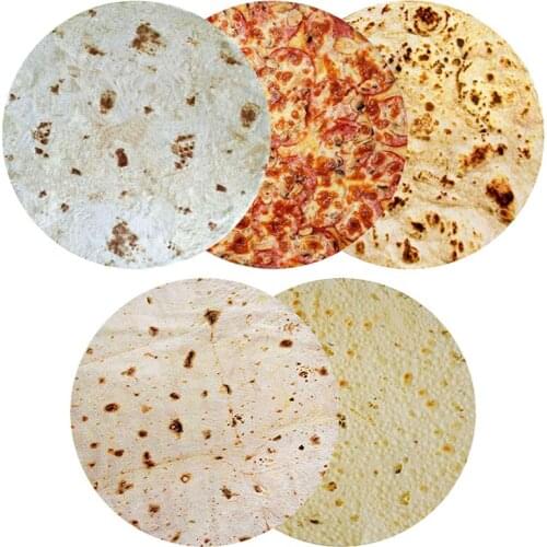 1pc Kids Simulation Burrito Blanket Tortilla Corn Texture Taco Burrito Wrap Soft Blanket Round For Family Comfortable Floor Mat