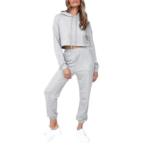 2021 Autumn Casual Hoodie Two Piece Set Tracksuit Crop Top Women Pants Sets Womens Outfits For Sweatpants Pant Suits Sweatsuit
